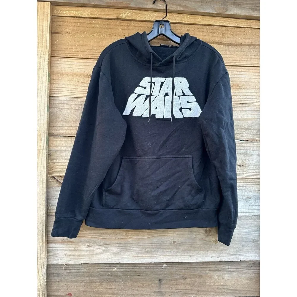 Star Wars‎ Sweater Adult Small Black White Logo Hoodie Sweatshirt Pullover Mens